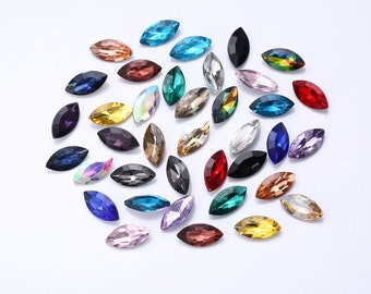 Navette 9x18mm 13x27mm 17x32mm Pointed Back Glass Crystal Rhinestones loose rhinestones glass crystals beads NO holes