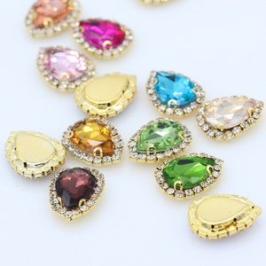 Sew on Crystals Tear Drop Pear Glass Rhinestones BUTTON Beads - Etsy