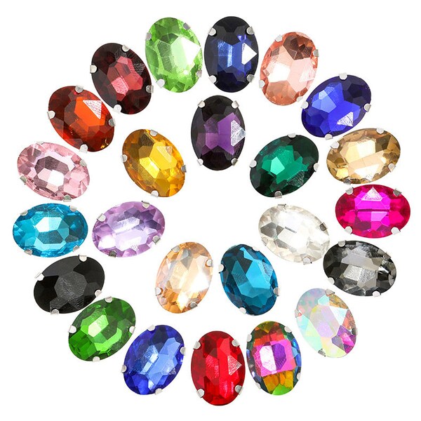 Oval 13x18mm 18x25mm 20x30mm Sew On Crystal Montees in Silver Color Setting oval flat back sew on rhinestone crystal glass beads gemstones