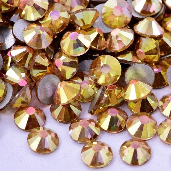 Golden Light flat back crystal rhinestones flatback rhinestone crystals  beads glass 2mm 3mm 4mm 5mm Mixed Sizes