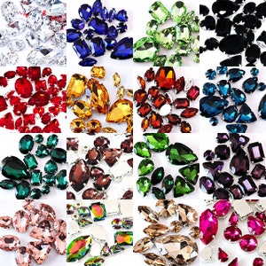 200-1000pcs New Various Shapes Glass Sew on Rhinestones Fancy Crystals  Stones for Clothes Crafts Bags/clothes/shoes Accessories 