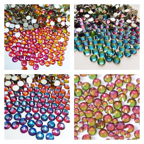 Red Flames/Blue Flames/Green Flames/Volcano Flat Back Crystal Rhinestones glass beads 2mm 3mm 4mm 5mm 6mm Mixed Sizes