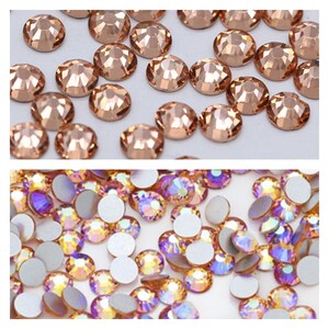 Light Peach / Light Peach AB flat back rhinestones crystals Peach AB Aurora Borealis glass beads 2mm3mm4mm5mm6mm Mixed Sizes