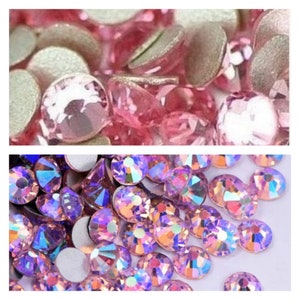 Light Pink / Light Pink AB flat back rhinestones crystals Aurora Borealis effect flatback glass beads 2mm3mm4mm5mm6mm Mixed Sizes