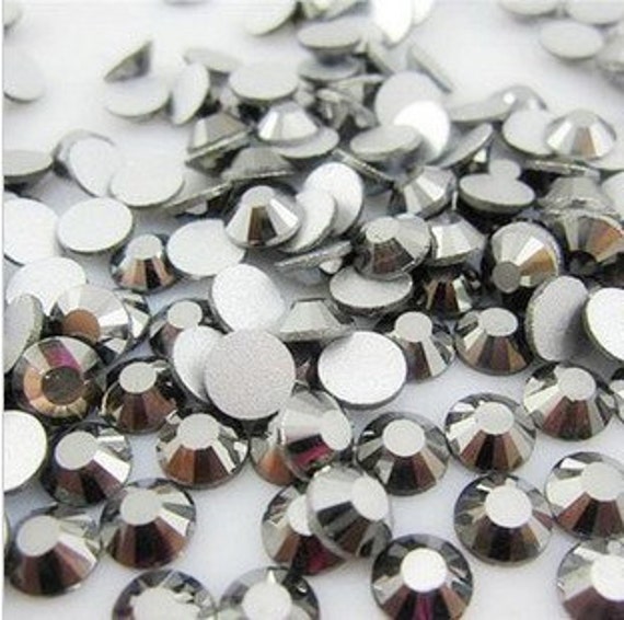 Metallic Grey crystal flat back rhinestones Mineral Grey loose flatback  rhinestone glass crystals beads 2mm 3mm 4mm 5mm 6mm Mixed Sizes