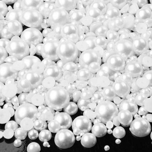 White 800pcs Mixed Sizes / 2-10mm Flat Back Pearls bead 2mm 3mm 4mm 5mm 6mm 8mm 10mm half round loose plastic acrylic bead pearl