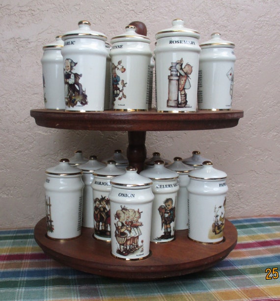 24 Hummel Danbury 24 Kt Gold Spice Jars Collection on Wood Etsy