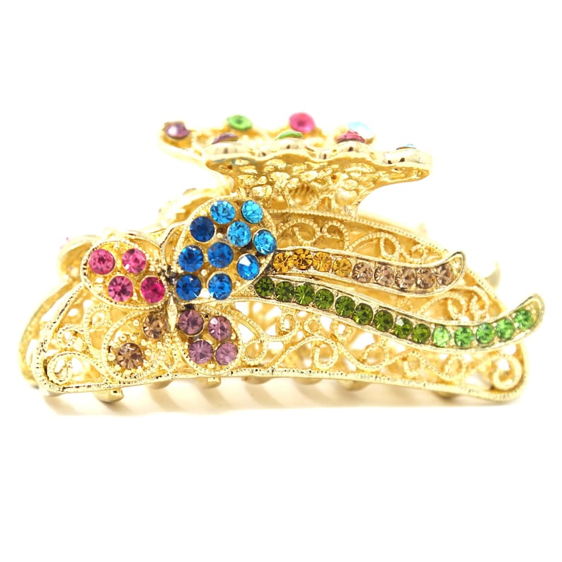 woman Multi-color metal butterfly crystal rhinestones hair claw clip