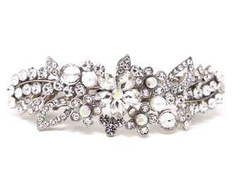 woman hair barrette silver color Rhinestones Crystal Metal flower hair claws clips bridal hair clip B1298
