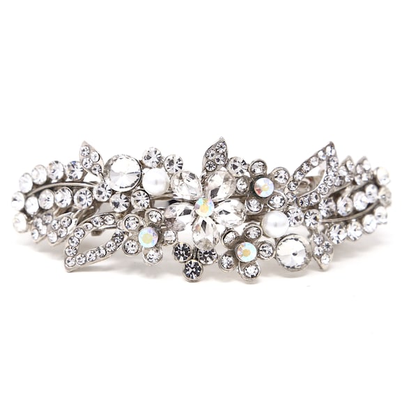 woman hair barrette silver color Rhinestones Crystal Metal flower hair claws clips bridal hair clip B1298