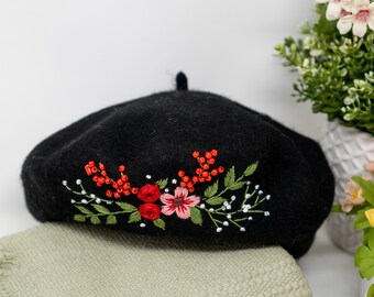 帽子 EMBROIDERY BIG BERET EMBROIDERY BIG BERET - Black – THE H.W.DOG&CO.