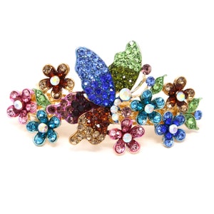 Crystal Barrette Metal flower hair claw clip Barrette in multi color