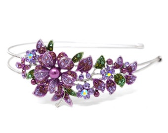 woman wedding Rhinestones Crystal Metal big flowers headband headwear