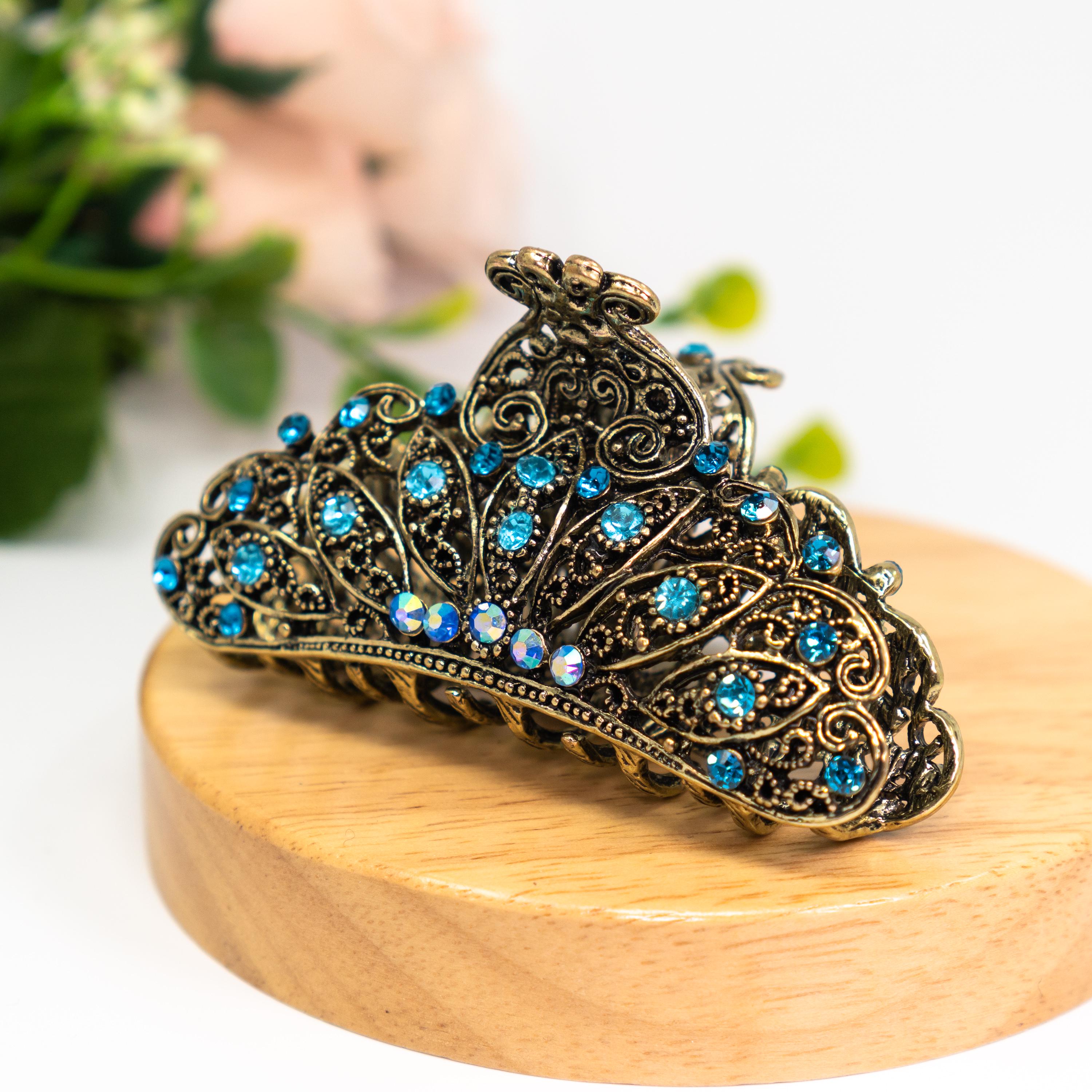 ✨NEW Elegant Rainbow ? Multicolor Crystal Rhinestone Hair Clip Claw aura_accessories29 | Crystal finish dual colour clips  main image 4