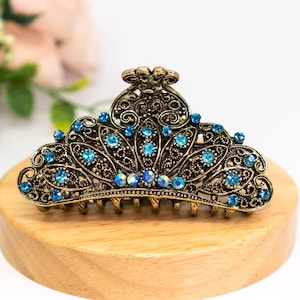 Sparkling Rainbow Crystal Hair Claw Clip | Statement Rhinestone Hair Accessory | Colorful Vintage Hair Clip for Women