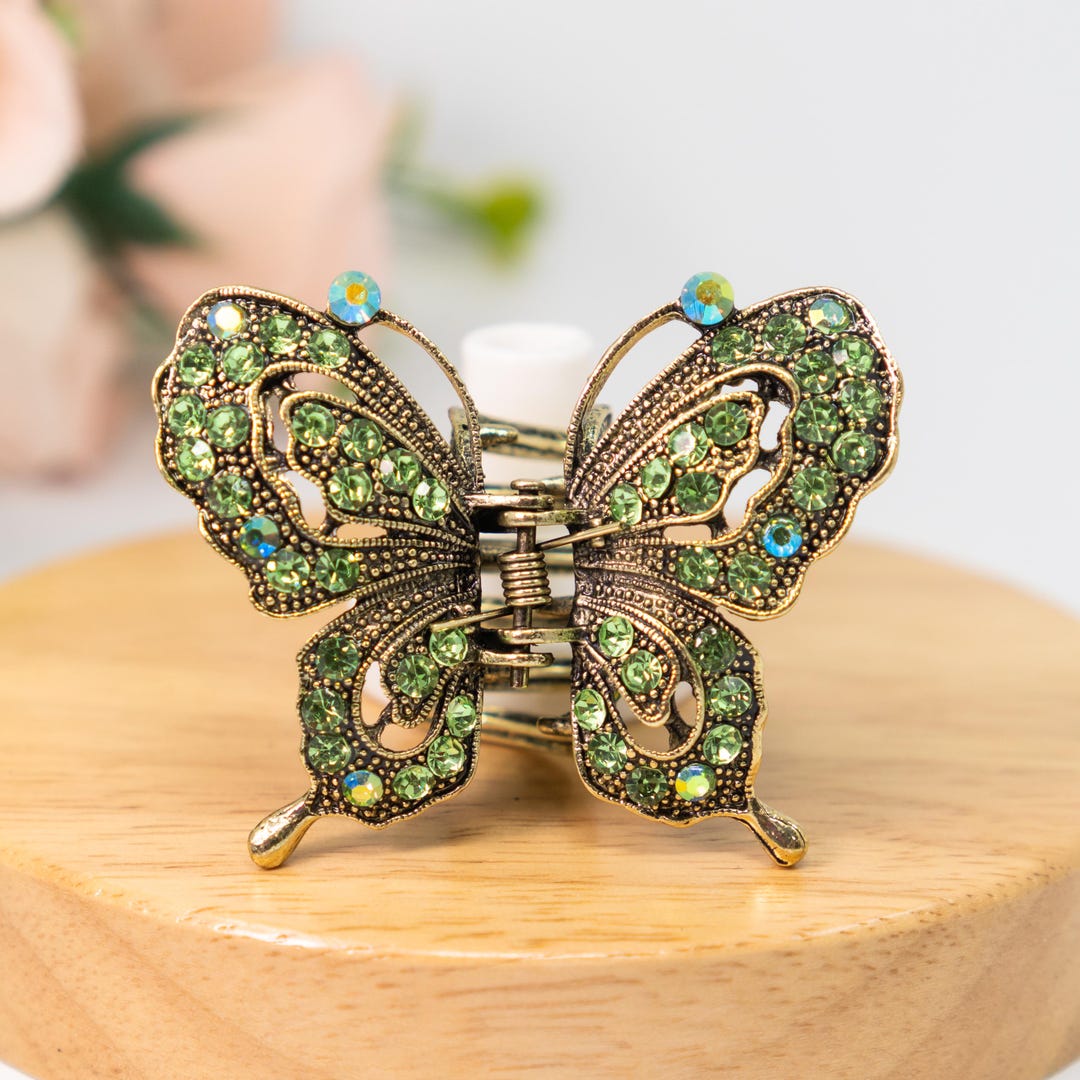 小物 Butterfly hair ornament Two-Vintage-Japanese-hair-comb