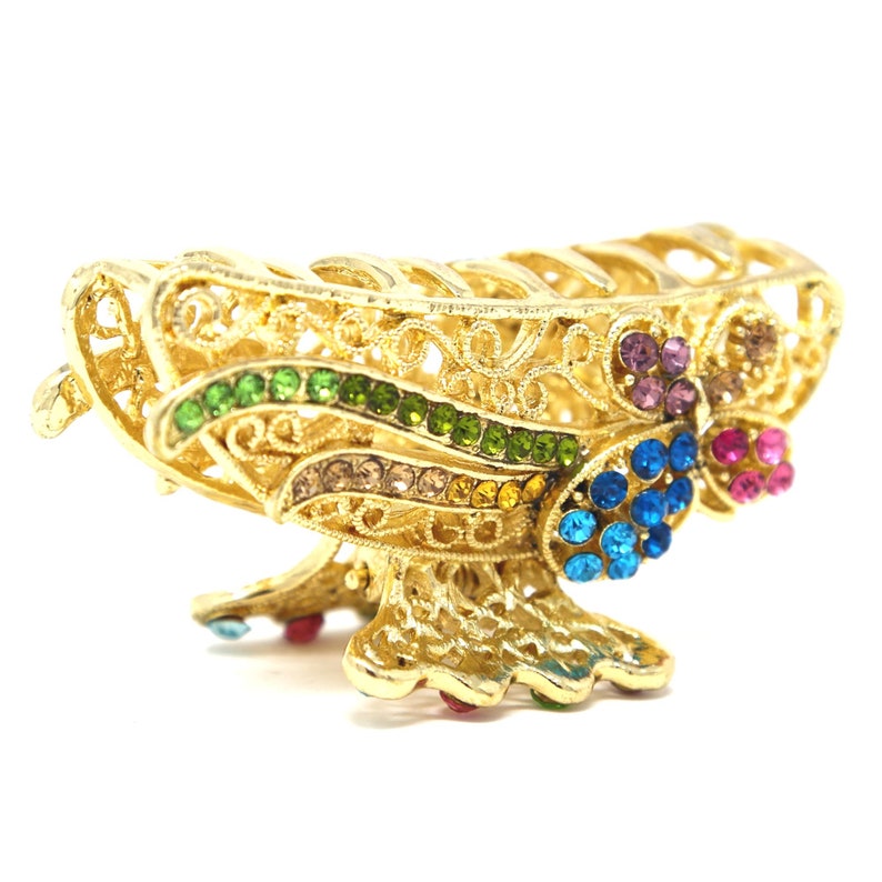 woman Multi-color metal butterfly crystal rhinestones hair claw clip