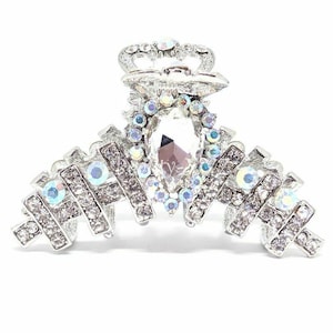 Medium Elegant Crystal rhinestone Metal Bridal wedding hair clip jaw Clamp pins
