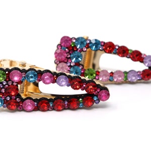 Set of 2pc Metal rainbow color crystals Rhinestones hair claw clips hair pins
