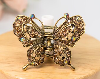 Stunning Repurposed Large Rhinestone Butterfly GG Hair clip Elegant Butterfly Rhinestone Hair Clip - Vintage-inspired  main image 4