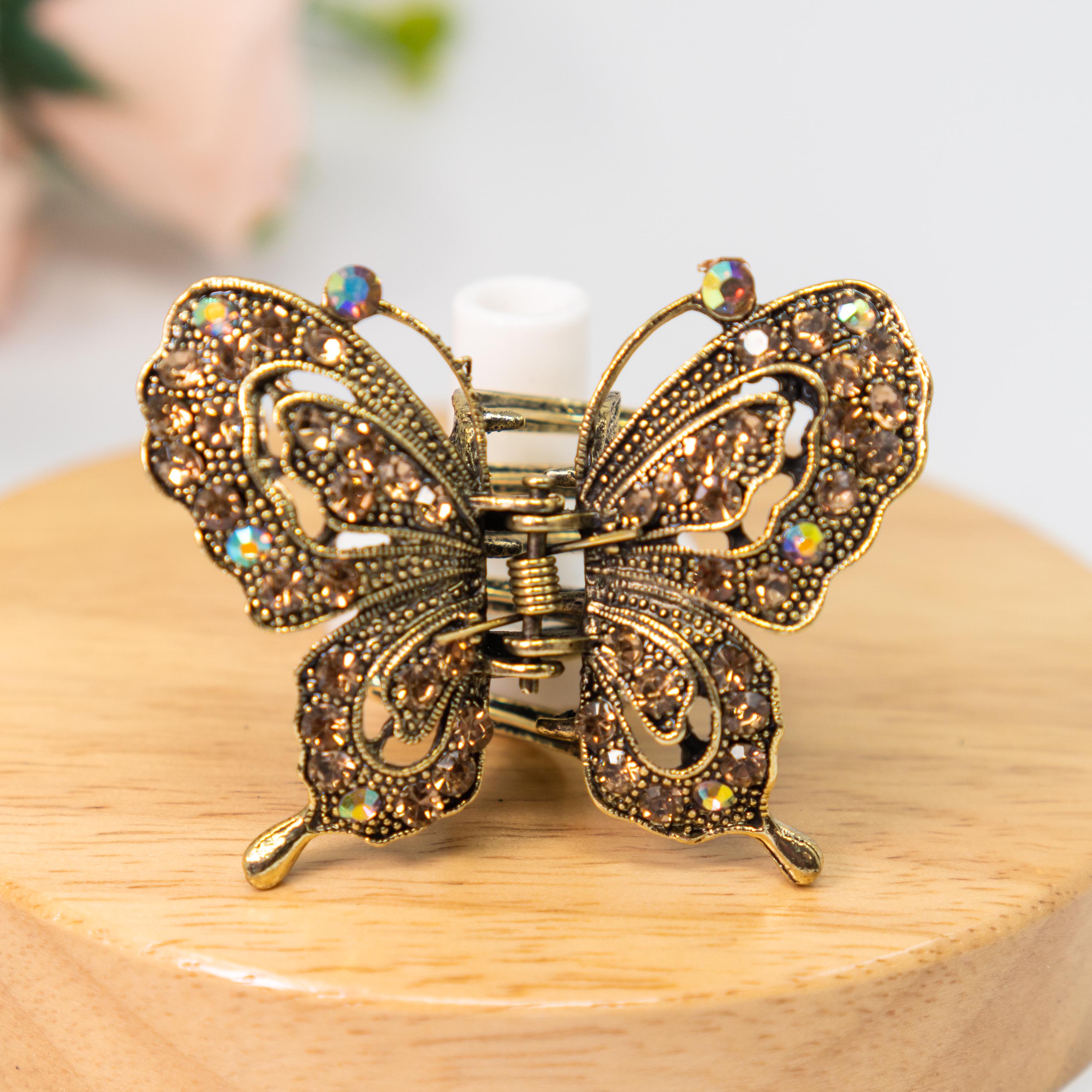 Vintage Rhinestone Butterfly Hair Clip | Colorful Crystal 