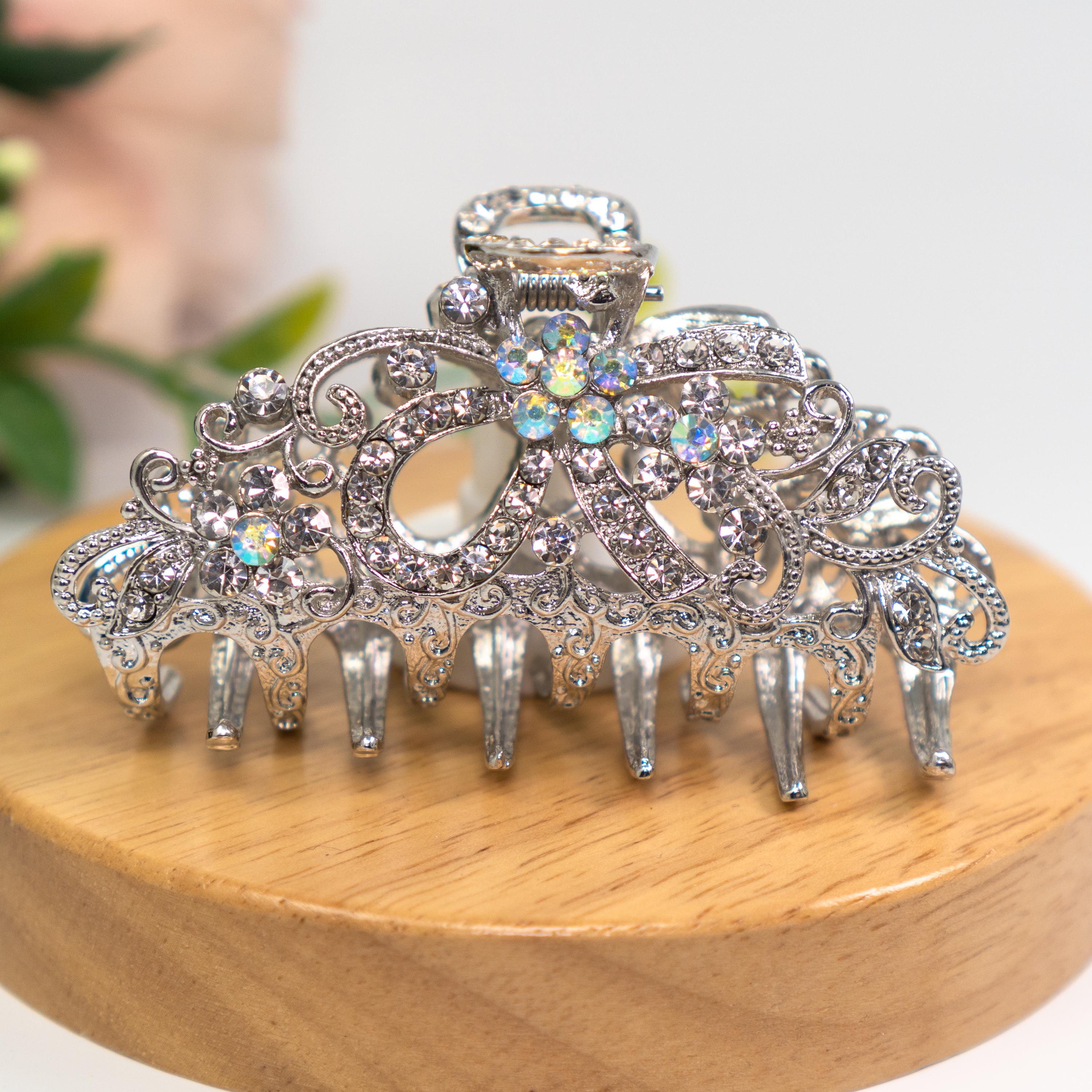 Bridal wedding hair clip rhinestones Crystal high quality Metal bow flower Hair Claw Clip Pin