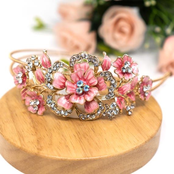 Rainbow Floral Rhinestone Headband – Sparkling Crystal 
