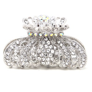 Silver color Crystal high quality Metal Imperial crown Hair Claw Clip Pin