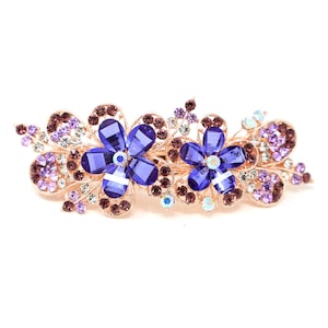 Flowers multi color Rhinestones crystal metal Hair Barrette hair clip claw