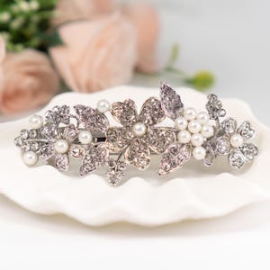 Elegant Crystal and Pearl Hair Barrette - Bohemian Floral Hair Clip, Perfect for Prom, Birthdays & Gifting