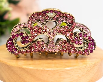 Vintage Rainbow Crystal Hair Clip | Colorful Rhinestone Claw Clip for Women | Elegant Multicolor Hair Accessory | Gift for Her