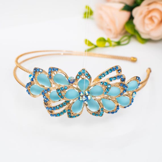 Premium Crystal Flower Headband – Vintage Style Gold Hair  display picture 3