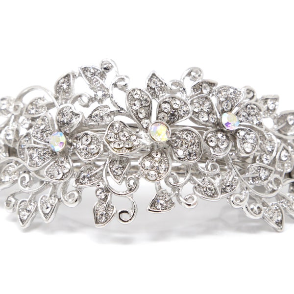 woman hair barrette silver color Rhinestones Crystal Metal flowers hair claws clips bridal hair clip HB256