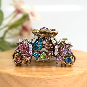Metal hair claws clip hairpin elegant vintage butterfly black crystal for medium fine hair