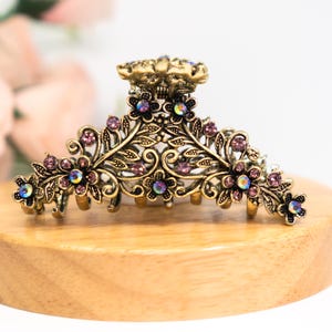 Colorful Crystal Claw Clip for Women | Vintage Rainbow Rhinestone Hair Accessory | Glam Statement Hair Clip Gift