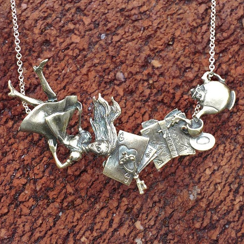 Alice in Wonderland Necklace .925 Sterling Silver Etsy