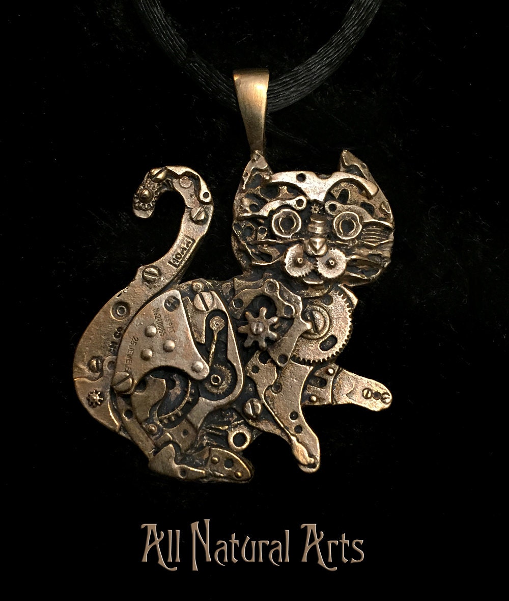 Bronze Watch Parts Kitty Pendant (Tail Up)