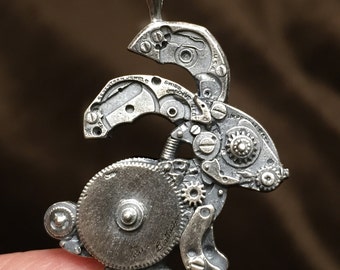 Silver Steampunk Bunny Pendant