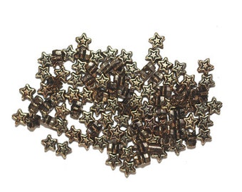5mm Tiny Celestal Stars Antiqued Goldtone Metalized Metallic Beads