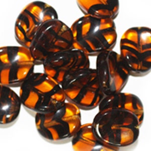 Tortoise Oval Twist Czech Pressed Glass Beads (pack of 16)