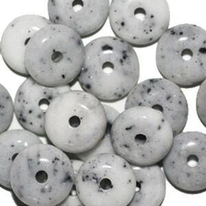 Gray Polished Disc Czech Pressed Glass Beads 13mm (pack of 20)