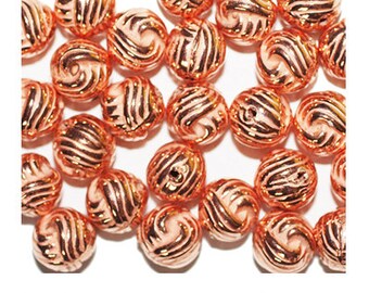 10mm Knot Bright Copper Metalized Metallic Beads Pack of 30. Made in USA