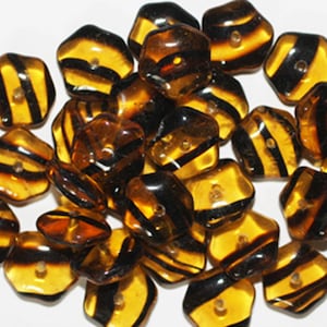 Tortoise Pentagon Czech Pressed Glass Beads 4x10mm (pack of 30)