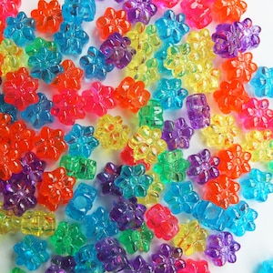Flower Beads Jewel Rainbow Multi Mix  Large Hole Pony Beads Made in USA