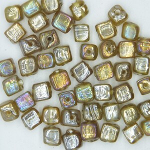 Glass Beads Amber Luster Square Cube 6mm. Pack of 50. Made in India.