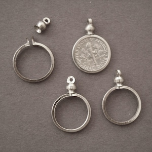 PK/4 PK/10 PK Halter Bezel Dime USA 10 Cent silberfarbener Münzhalter für Charm, Kette, Anhänger
