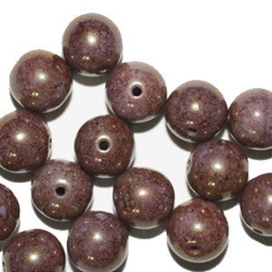 Mauve Picasso Round Czech Pressed Glass Beads 10mm pack of 16 image 1
