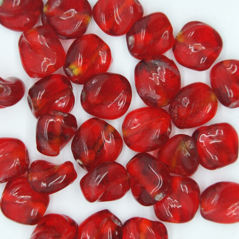 Glass Beads Red Transparent Twist 10mm. Pack of 30. Made in India. - Etsy
