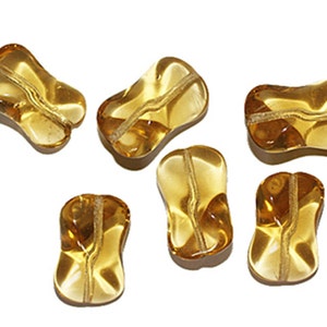Topaz Long Pinch Czech Pressed Glass Beads 20mm (pack of 6)