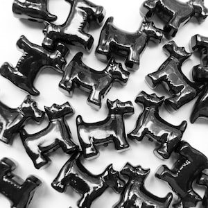 Scotty Dog Beads Black Opaque Large Hole Pony Beads Made in USA